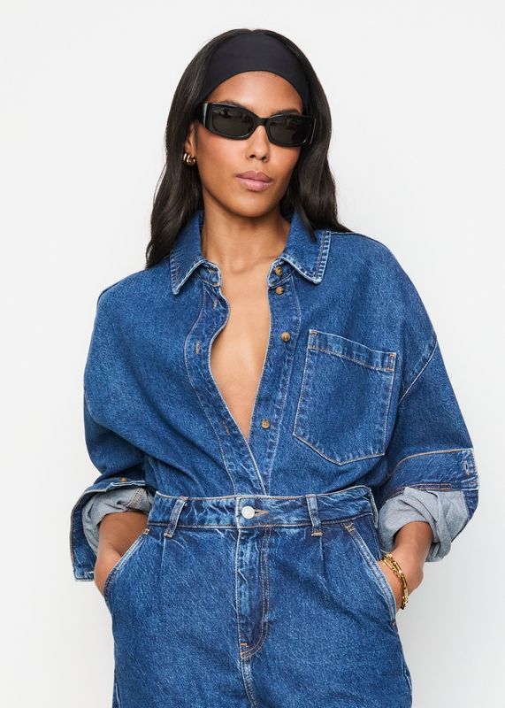 CAMILLA PIHL - Alex Denimskjorte Washed Dark Blue