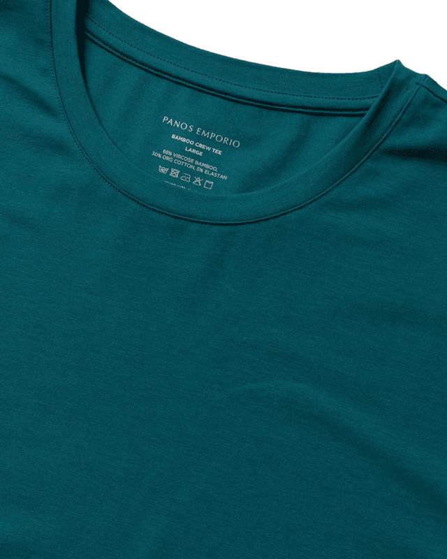 PANOS EMPORIO - Bamboo/Cotton Crew T-skjorte Lagoon