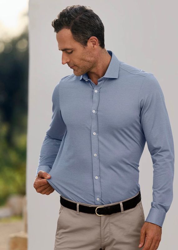 RICCOVERO - M Leo Tailor Fit Skjorte Cool Max C21-520 Blue