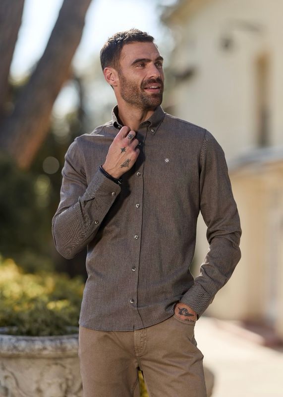 RICCOVERO - M Bristol Daily Tailor Fit Skjorte Brown 6312-720