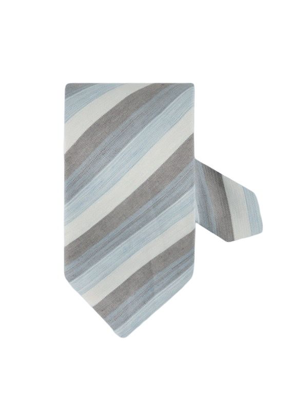 STENSTRÖMS - Slips Blue Stripe Linen Silk 913420-122