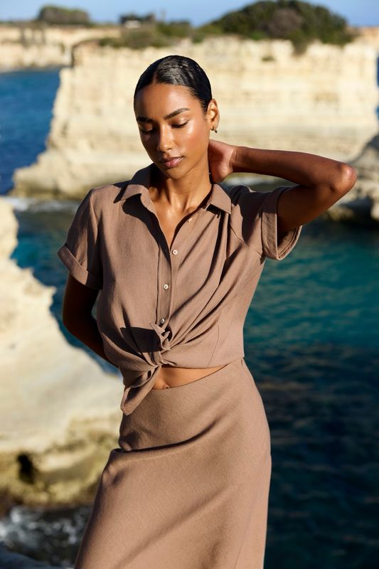 RICCOVERO - W Gin SS Skjorte Cappuchino 720