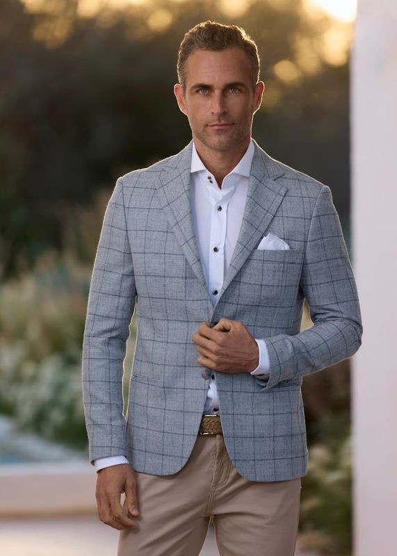 RICCOVERO - M Bern Blazer Light Bluegrey Check 151