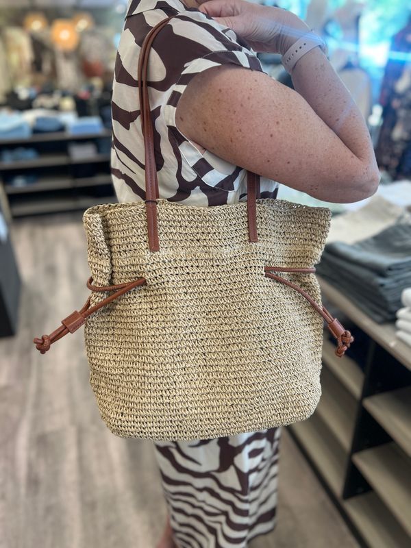 DAY ET - Medium Natural Straw Shoulder Bag Starfish Beige 3262475553
