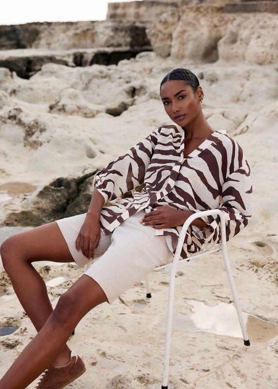 RICCOVERO - W Safari Skjorte Brown Zebra 177